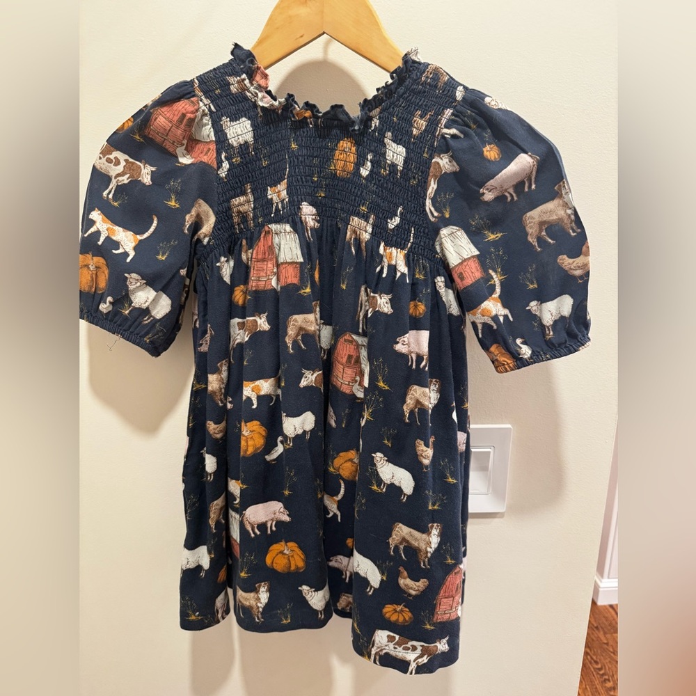PINK CHICKEN Navy blue Farm Animal Print Dress THANKSGIVING style